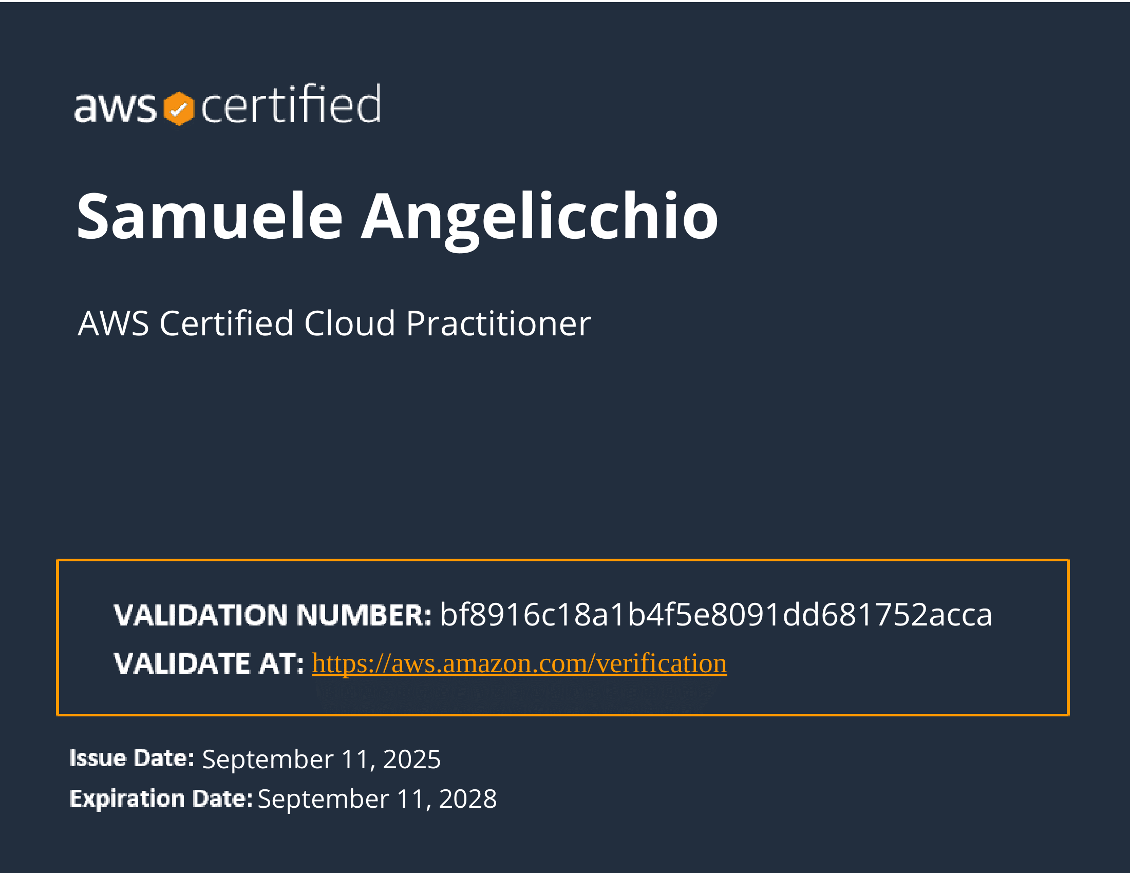 Certificato AWS Cloud Practitioner